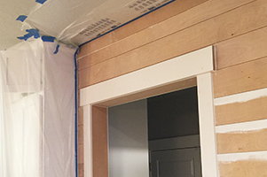 Shiplap wall ready to paint