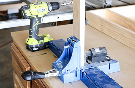 Drilling pocket holes.