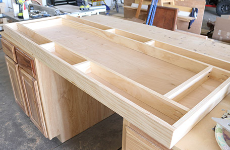 Building out frame for mirror with storage example 1