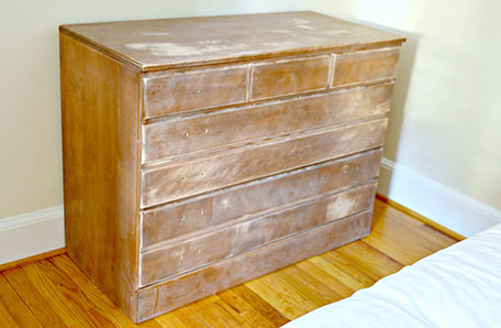 Prepping the dresser for paint