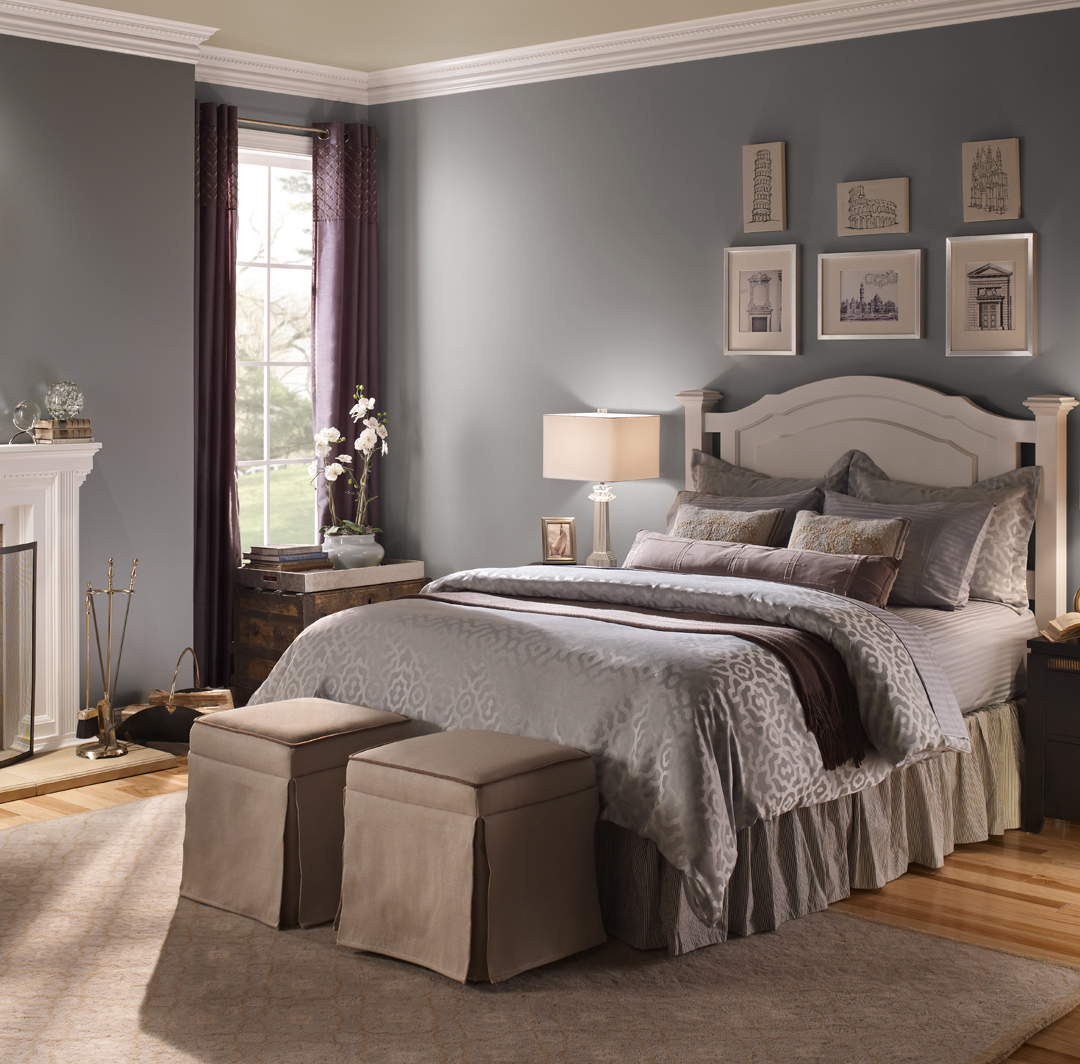 Bedroom with a fireplace small
