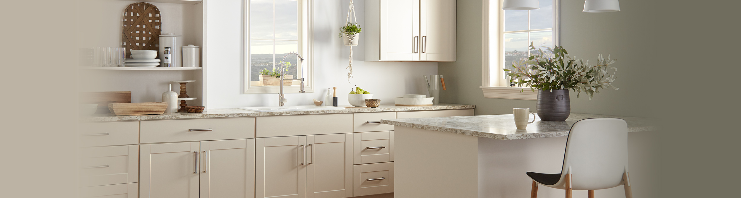 Kitchen with white cabinets